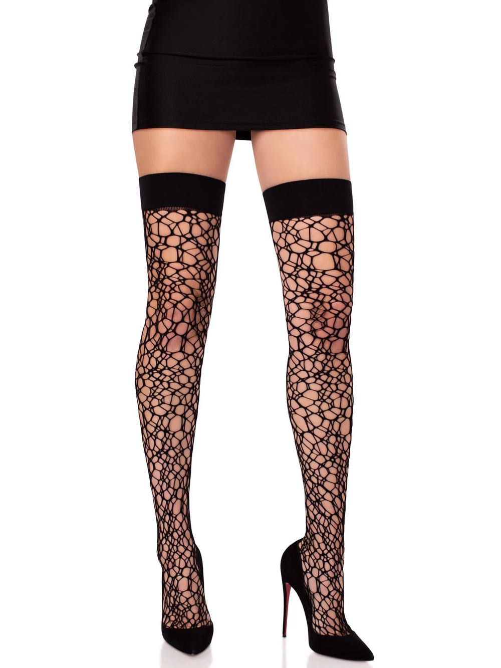Leg Avenue - Fractured Net Thigh Highs - BLACK